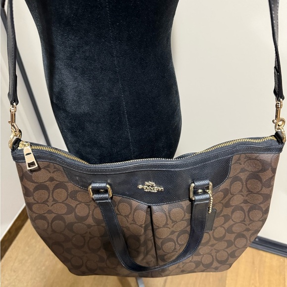 Coach F34614 Peyton Brown Signature Pleated Tote Satchel Handbag Purse - Picture 5 of 12